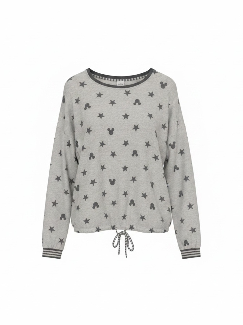 Disney Beige Sweatshirt with Gray Stars and Mickey Silhouettes